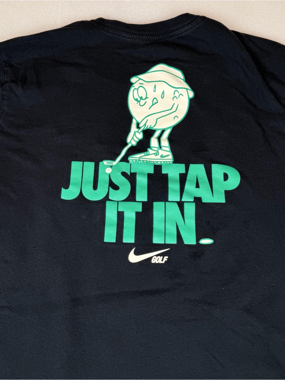 Nike Golf T Shirt Men's Large Black Just Tap It In Funny Golf Ball Athletic